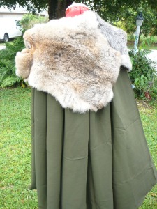 Back of cloak, love how this fabric drapes.
