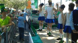 Dancers on the float at Hollywood parade wearing my skirts. I'm second from the end.